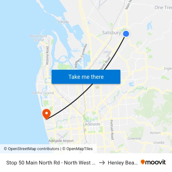 Stop 50 Main North Rd - North West side to Henley Beach map