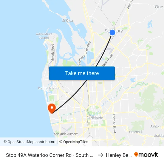 Stop 49A Waterloo Corner Rd - South West side to Henley Beach map