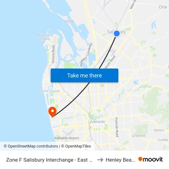 Zone F Salisbury Interchange - East Side to Henley Beach map