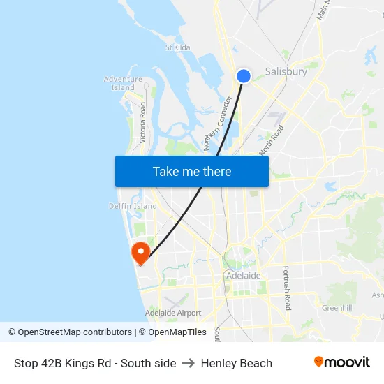 Stop 42B Kings Rd - South side to Henley Beach map