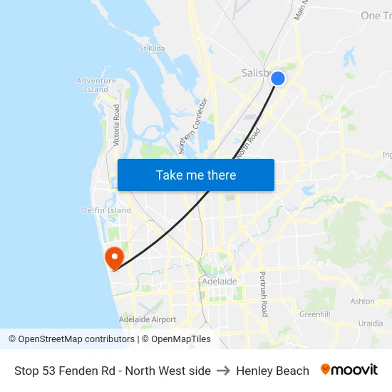 Stop 53 Fenden Rd - North West side to Henley Beach map