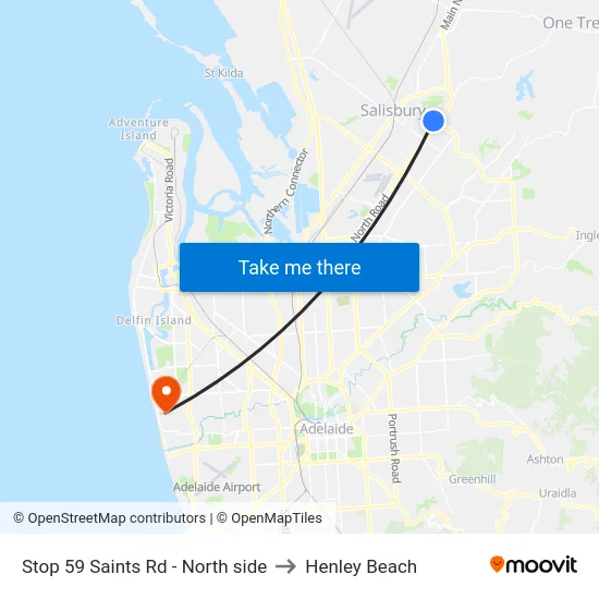 Stop 59 Saints Rd - North side to Henley Beach map