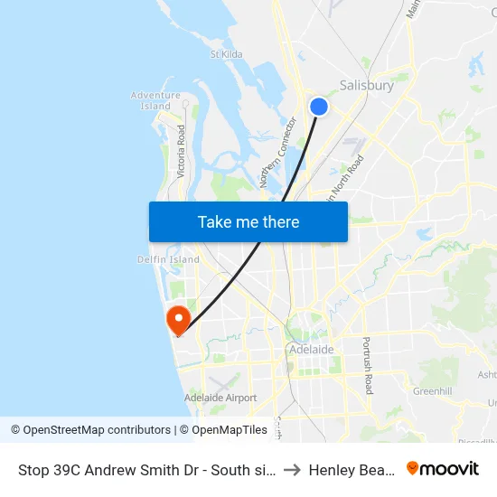 Stop 39C Andrew Smith Dr - South side to Henley Beach map