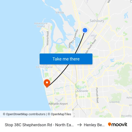 Stop 38C Shepherdson Rd - North East side to Henley Beach map