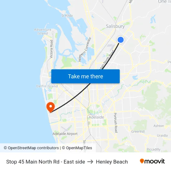 Stop 45 Main North Rd - East side to Henley Beach map