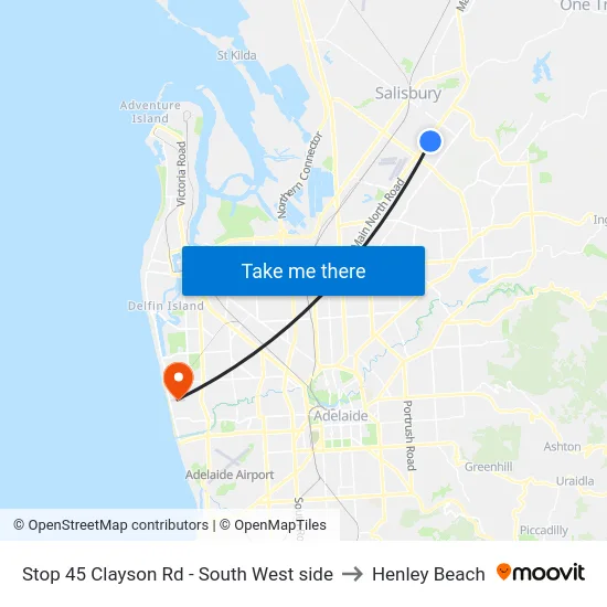 Stop 45 Clayson Rd - South West side to Henley Beach map