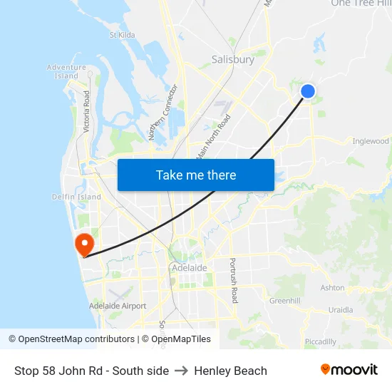 Stop 58 John Rd - South side to Henley Beach map