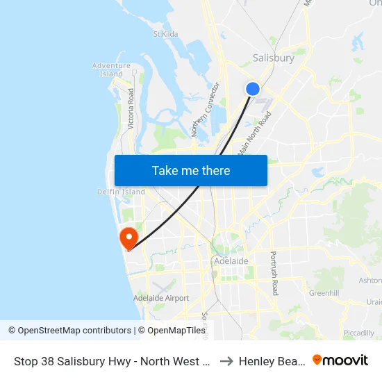 Stop 38 Salisbury Hwy - North West side to Henley Beach map