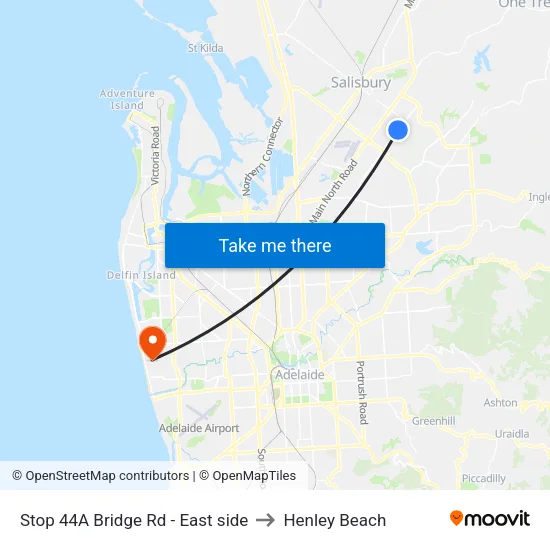 Stop 44A Bridge Rd - East side to Henley Beach map