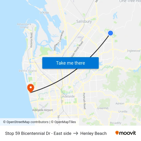 Stop 59 Bicentennial Dr - East side to Henley Beach map