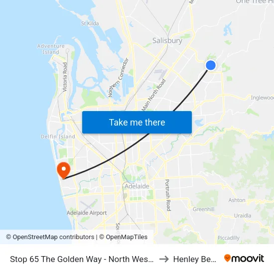 Stop 65 The Golden Way - North West side to Henley Beach map