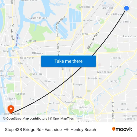 Stop 43B Bridge Rd - East side to Henley Beach map