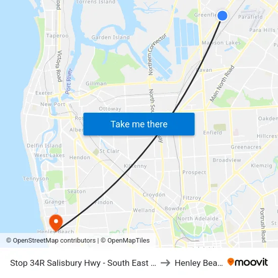 Stop 34R Salisbury Hwy - South East side to Henley Beach map