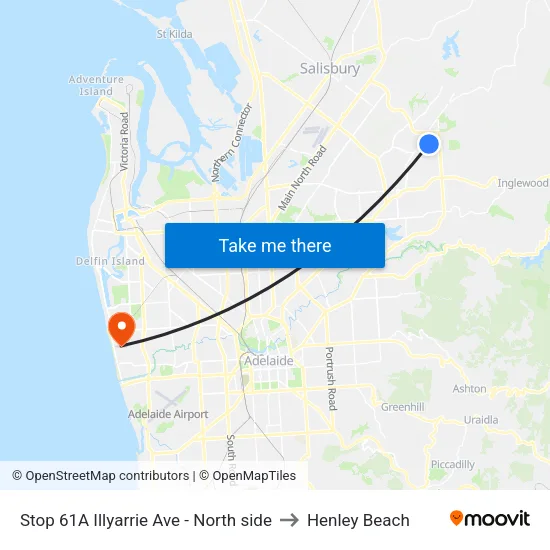 Stop 61A Illyarrie Ave - North side to Henley Beach map
