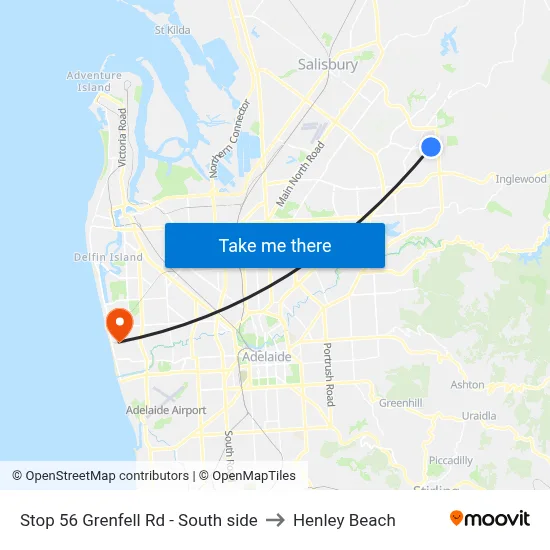 Stop 56 Grenfell Rd - South side to Henley Beach map