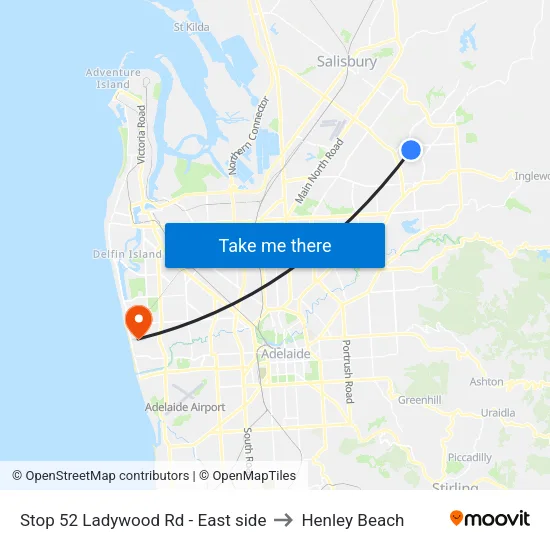 Stop 52 Ladywood Rd - East side to Henley Beach map