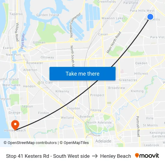 Stop 41 Kesters Rd - South West side to Henley Beach map