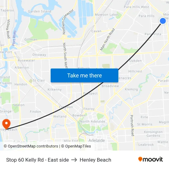 Stop 60 Kelly Rd - East side to Henley Beach map