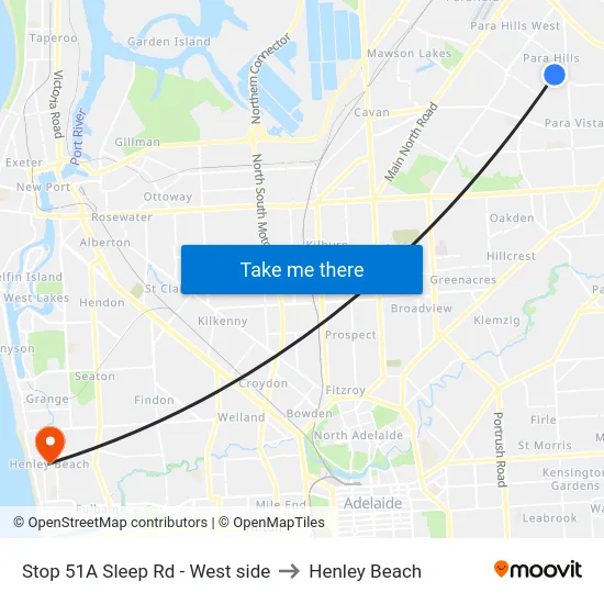 Stop 51A Sleep Rd - West side to Henley Beach map