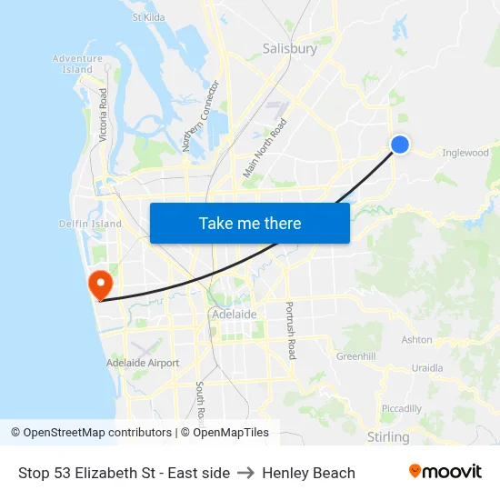 Stop 53 Elizabeth St - East side to Henley Beach map