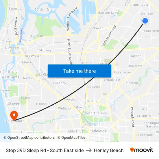 Stop 39D Sleep Rd - South East side to Henley Beach map