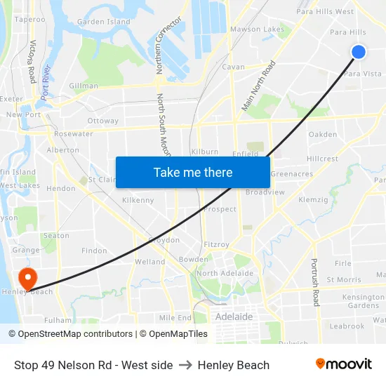 Stop 49 Nelson Rd - West side to Henley Beach map