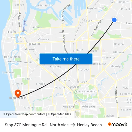 Stop 37C Montague Rd - North side to Henley Beach map