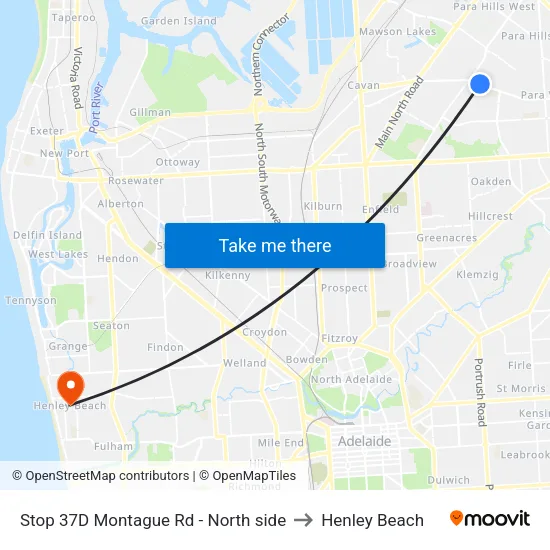 Stop 37D Montague Rd - North side to Henley Beach map