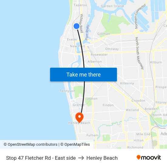 Stop 47 Fletcher Rd - East side to Henley Beach map