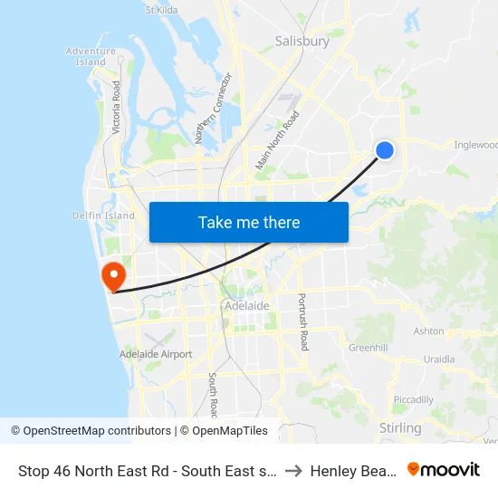 Stop 46 North East Rd - South East side to Henley Beach map