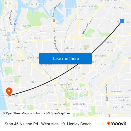 Stop 46 Nelson Rd - West side to Henley Beach map