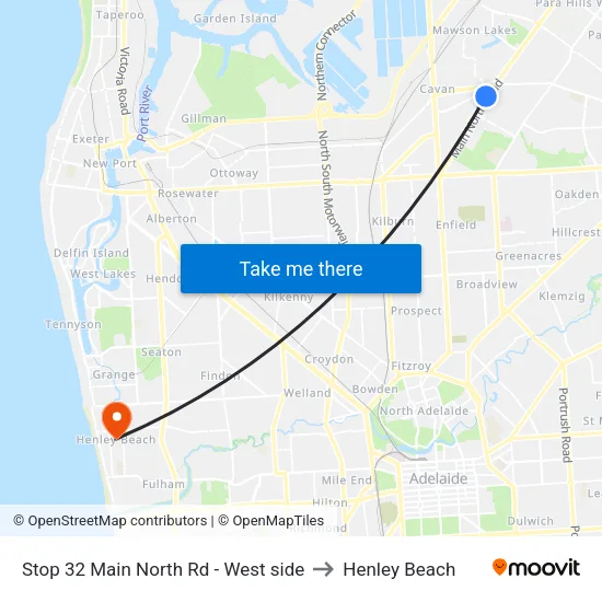 Stop 32 Main North Rd - West side to Henley Beach map