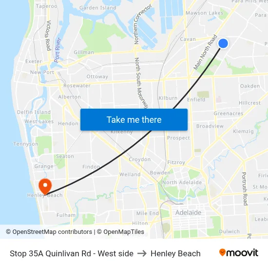Stop 35A Quinlivan Rd - West side to Henley Beach map