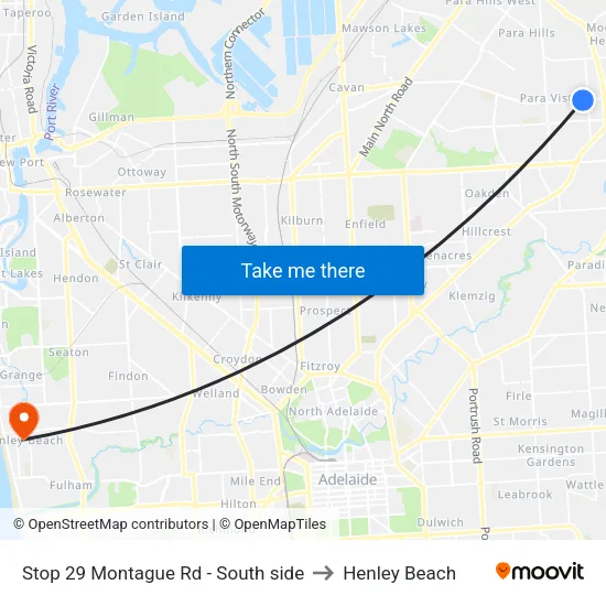 Stop 29 Montague Rd - South side to Henley Beach map