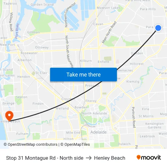 Stop 31 Montague Rd - North side to Henley Beach map