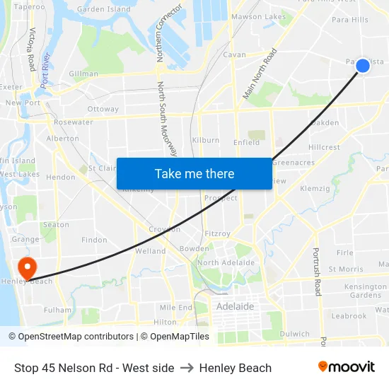 Stop 45 Nelson Rd - West side to Henley Beach map