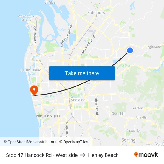 Stop 47 Hancock Rd - West side to Henley Beach map
