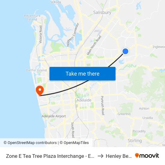 Zone E Tea Tree Plaza Interchange - East side to Henley Beach map