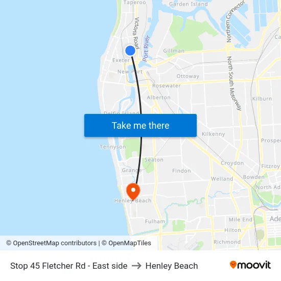 Stop 45 Fletcher Rd - East side to Henley Beach map