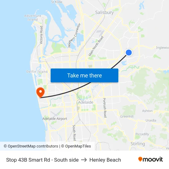Stop 43B Smart Rd - South side to Henley Beach map