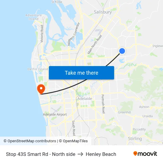 Stop 43S Smart Rd - North side to Henley Beach map
