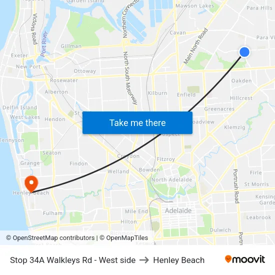 Stop 34A Walkleys Rd - West side to Henley Beach map