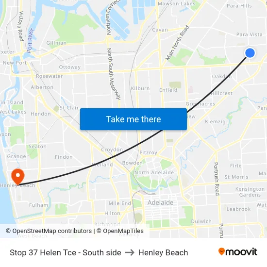Stop 37 Helen Tce - South side to Henley Beach map