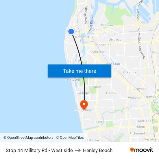 Stop 44 Military Rd - West side to Henley Beach map