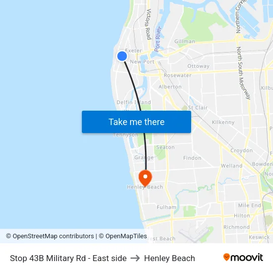 Stop 43B Military Rd - East side to Henley Beach map