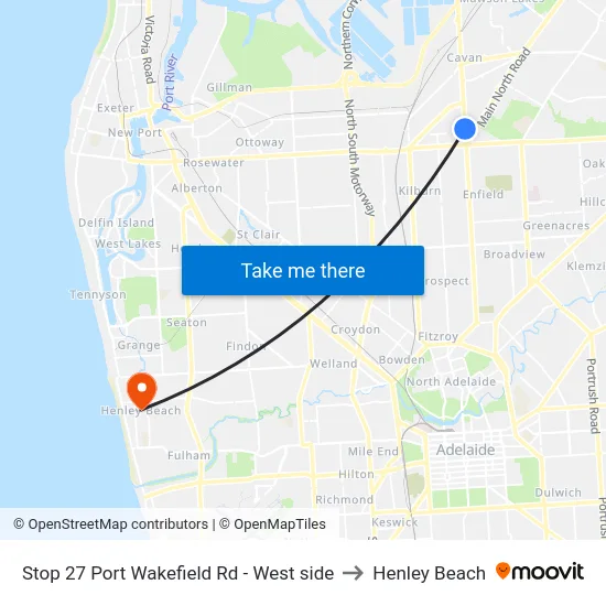 Stop 27 Port Wakefield Rd - West side to Henley Beach map