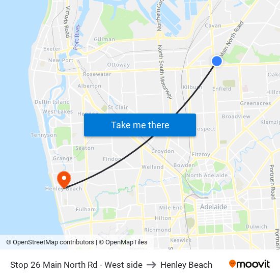 Stop 26 Main North Rd - West side to Henley Beach map