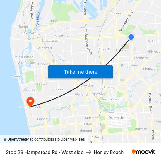 Stop 29 Hampstead Rd - West side to Henley Beach map