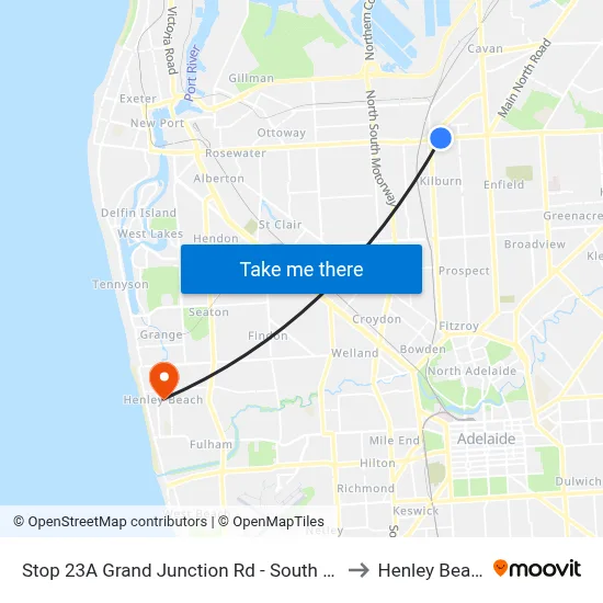 Stop 23A Grand Junction Rd - South side to Henley Beach map