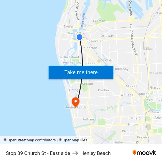 Stop 39 Church St - East side to Henley Beach map